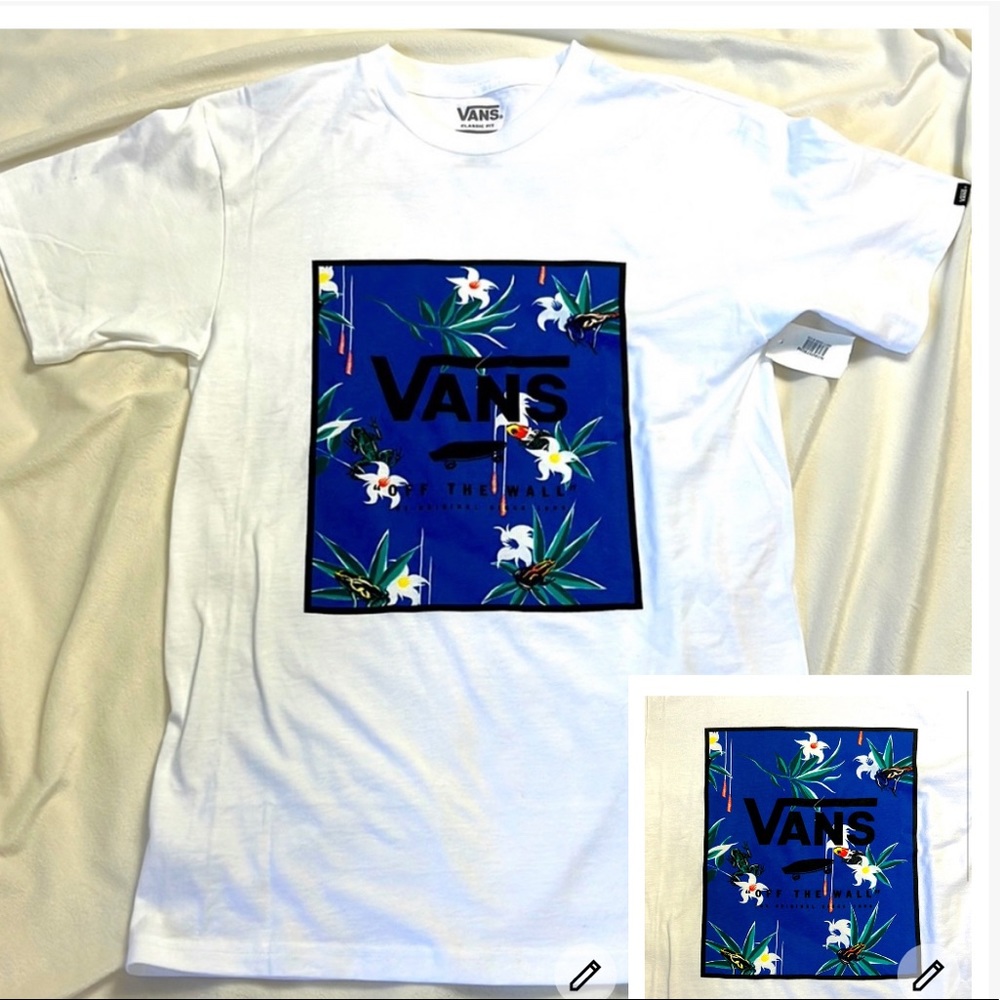 Vans T-Shirt white graphic off the wall floral size S NWT